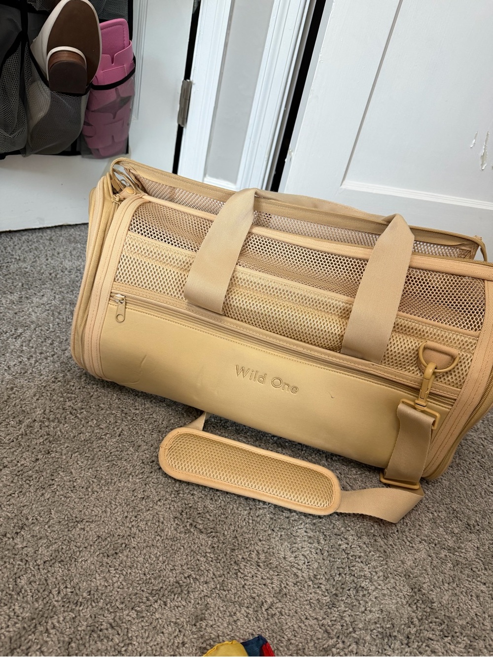 Wild One Tan Pet Carrier Bag with Shoulder Strap